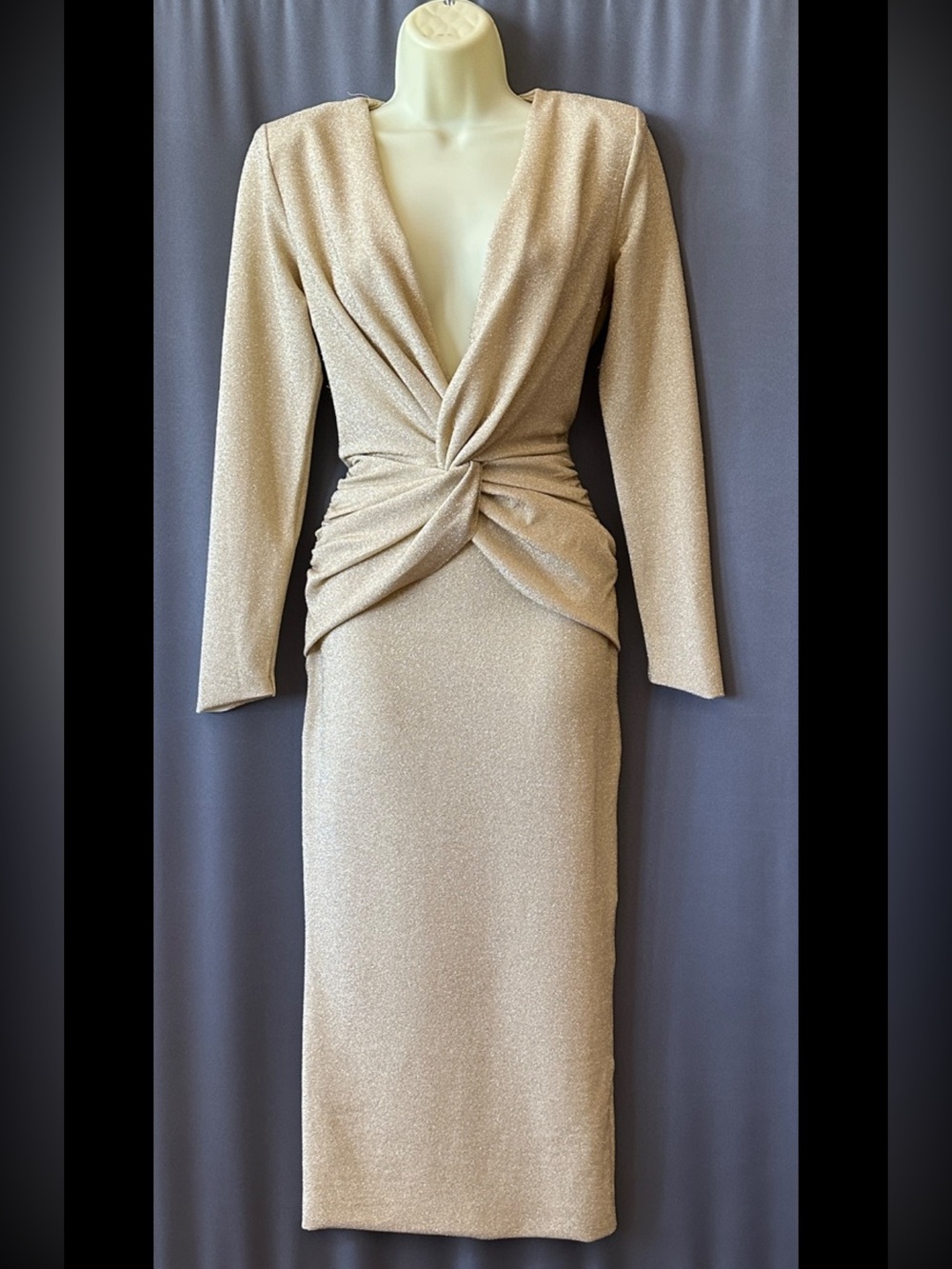 ChiaraBoniLaPetiteRobe Jara Starry MetallicTwistFrontMIDI Dress,IT42=US6/M,new - Picture 5 of 13